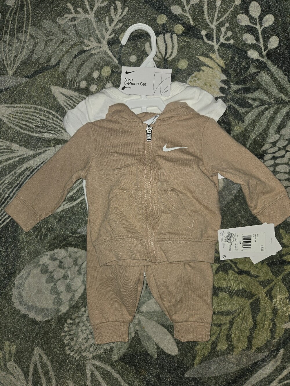 Nike Baby Tan Cream Hoodie & Jogger - 3-Piece Set